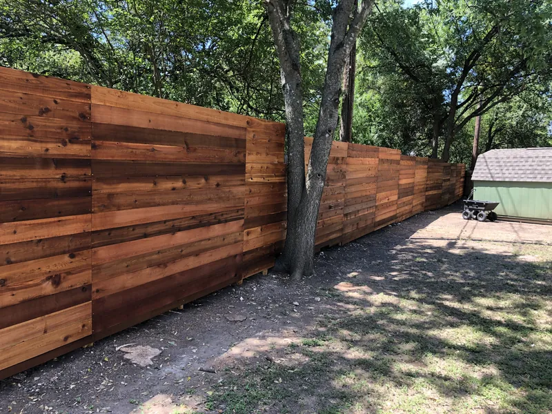 Horizontal cedar fence Buda TX