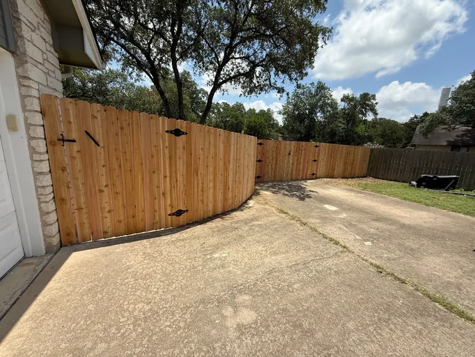 Cedar privacy fence with custom gate in Austin, TX